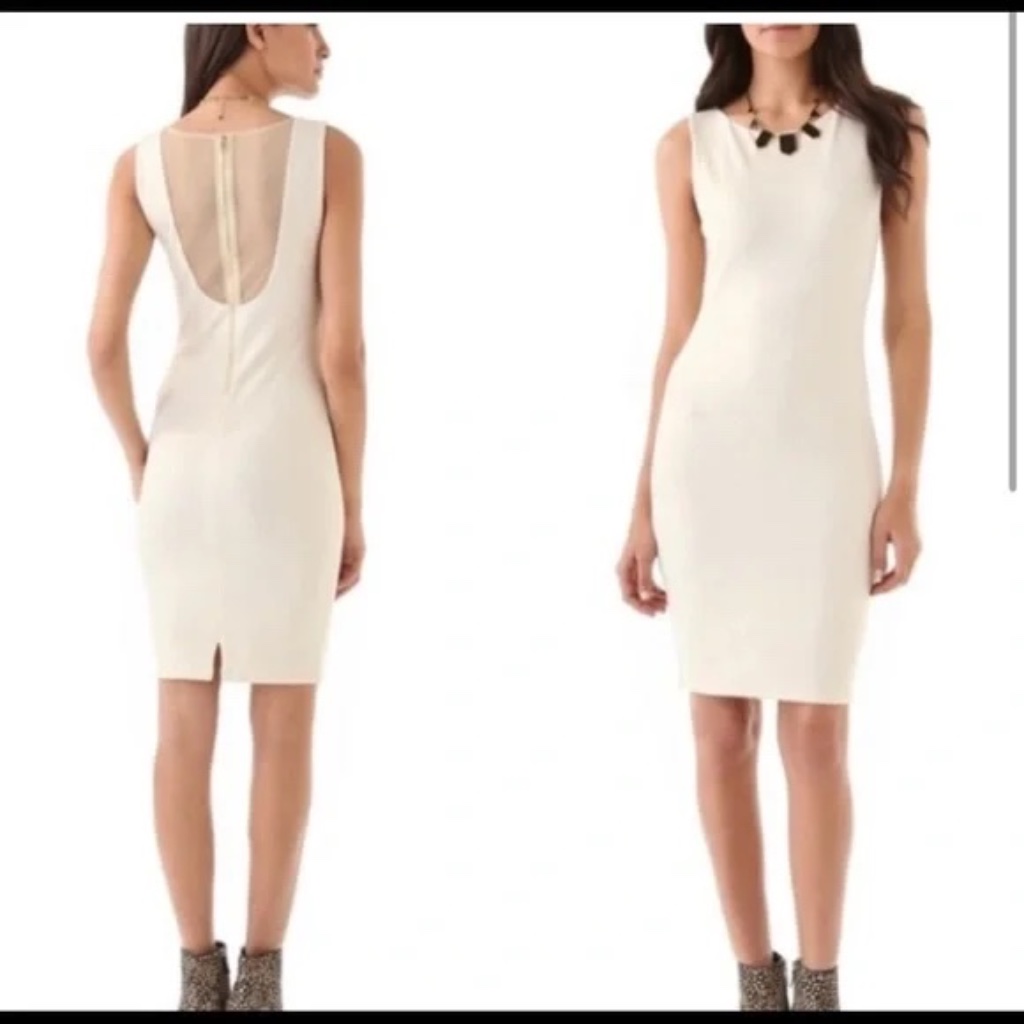 Alice + Olivia Gina Midi Dress In Cream/Ivory Sleeveless Dress Size 4